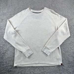 ALESBURY Mens Long Sleeve Waffle Knit Thermal Crewneck Shirt Oat Size L